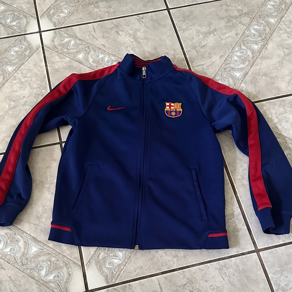 Nike Navy & Red FC Barcelona Zip Track Jacket